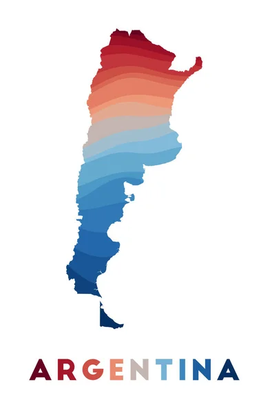 Arjantin haritası Kırmızı mavi renkli güzel geometrik dalgalar Arjantin — Stok Vektör