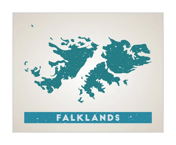 Mappa delle Falkland Locandina paese con regioni Texture grunge antica Forma delle Falkland con paese — Vettoriale Stock