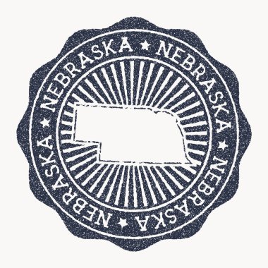 Nebraska damgalı Seyahat kauçuk damgası Bizim adımız ve haritamız devlet vektör illüstrasyonu olabilir