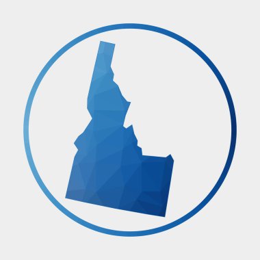 Idaho simgesi ABD devletinin gradyan halka içinde çokgen haritası Yuvarlak düşük poli Idaho işareti Vektör