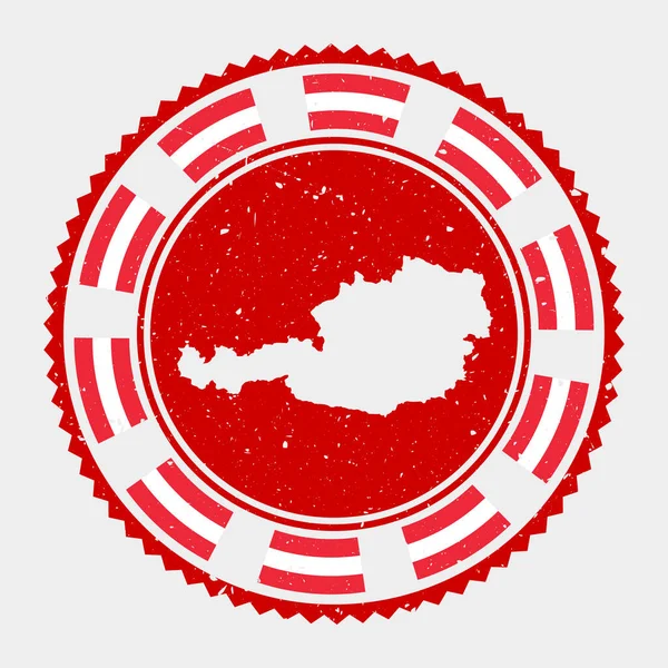 Austria sello grunge Logo redondo con mapa y bandera de Austria Sello de país Ilustración vectorial — Vector de stock