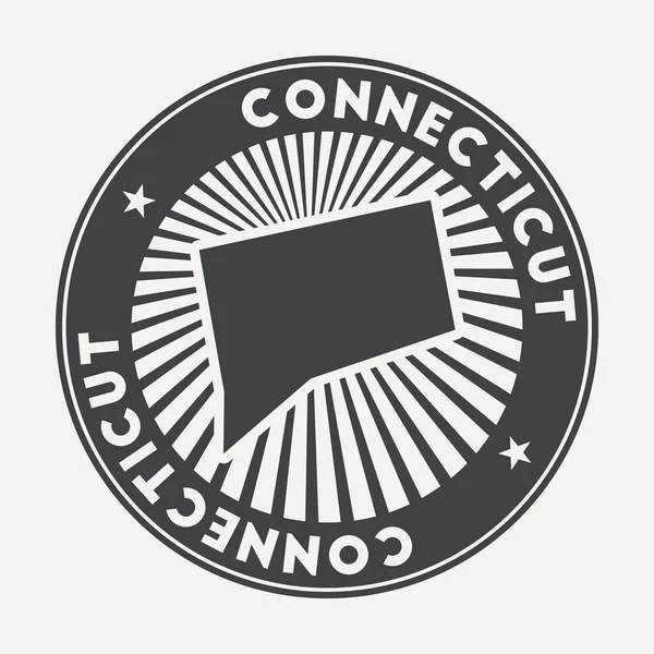 Connecticut logo rond Insigne de voyage vintage avec le nom circulaire et la carte de nous vecteur d'état — Image vectorielle