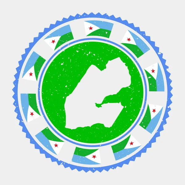 ジブチ国スタンプの地図とフラグを持つラウンドロゴベクトルイラスト — ストックベクタ