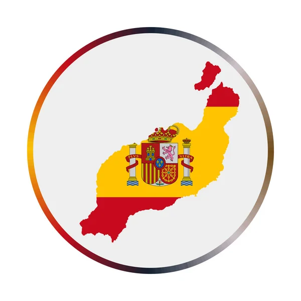 Lanzarote icoon Vorm van het eiland met Lanzarote vlag Rond bord met vlag kleuren gradiënt ring — Stockvector