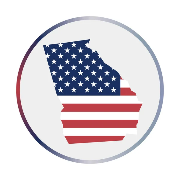 Icône Géorgie Forme de l'état US avec drapeau Géorgie Signe rond avec drapeau couleurs anneau dégradé — Image vectorielle
