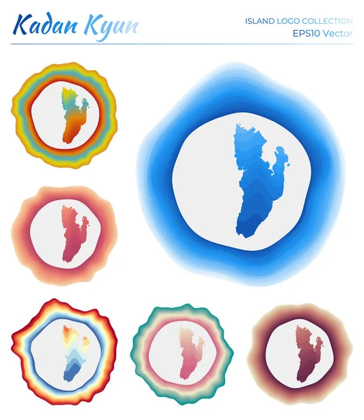 Kadan Kyun 로고 컬렉션 Colorful logo of the island Unique layered dynamic frames around Kadan — 스톡 벡터