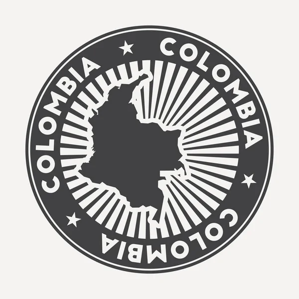 Colombia logo redondo Insignia de viaje vintage con el nombre circular y mapa del vector país — Archivo Imágenes Vectoriales