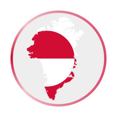 Ülkenin Grönland simgesi Grönland bayrağı şeklinde bayrak eğik halka ile yuvarlak işareti