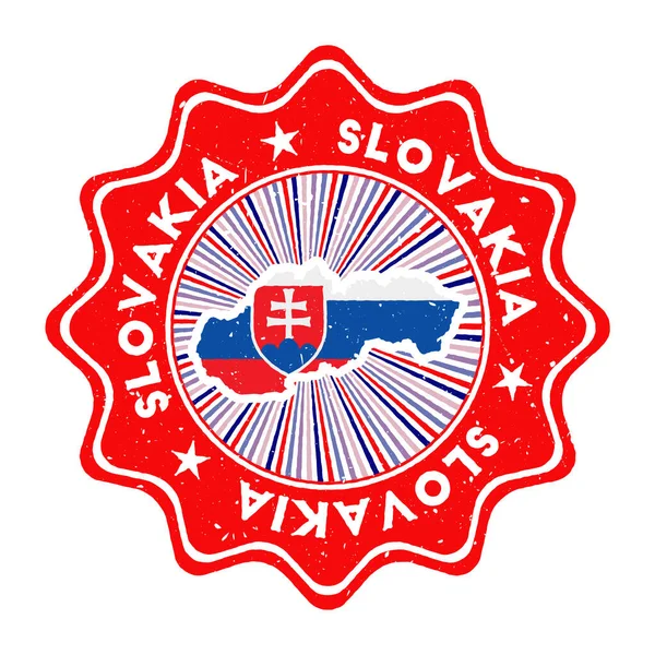 Eslováquia carimbo grunge redondo com mapa do país e bandeira do país emblema vintage com texto circular e —  Vetores de Stock