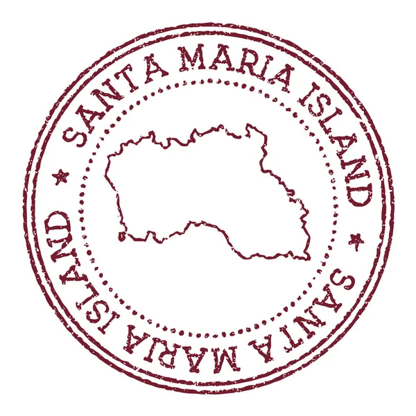 Sello de caucho redondo Isla Santa Maria con mapa insular Sello de pasaporte rojo vintage con texto circular — Vector de stock