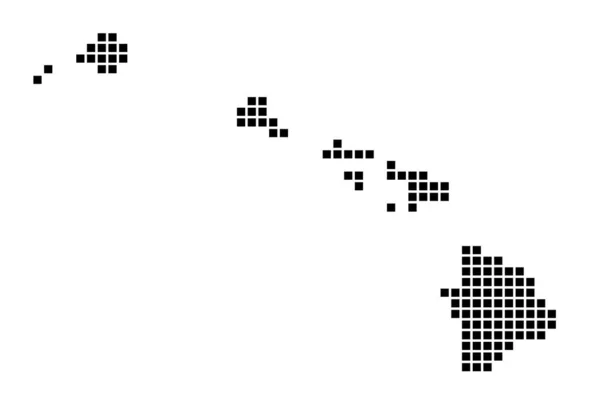 Hawaii térkép Hawaii térkép pontozott stílusban Határai a sziget tele téglalapokkal az Ön számára — Stock Vector