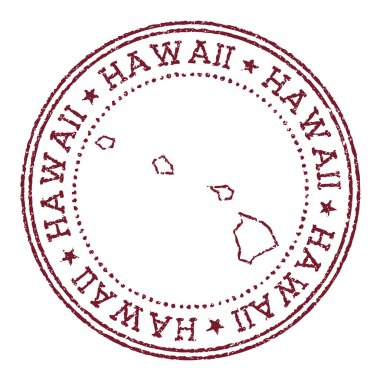 Hawaii yuvarlak kauçuk damgası ile biz eyalet haritası dairesel metin ile klasik kırmızı pasaport damgası ve