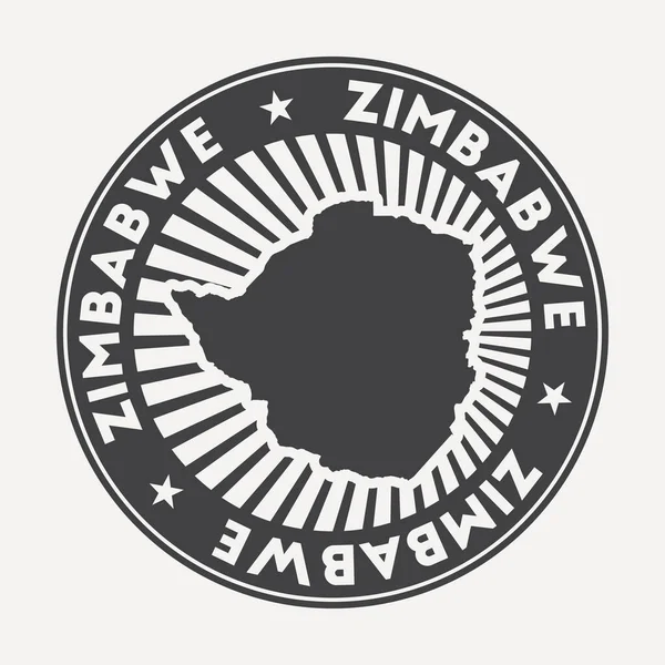 짐바브웨둥근 로고 빈티지 여행 배지 원형 이름 및 국가 벡터의 지도 — 스톡 벡터