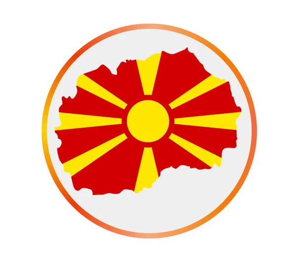 Macedónia ikon Alakja az ország Macedónia zászló Kerek jel zászlóval színek gradiens gyűrű — Stock Vector