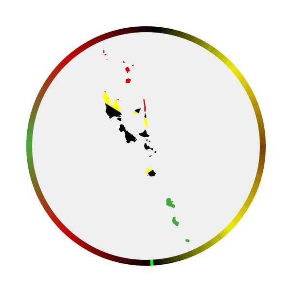 Icône Vanuatu Forme du pays avec drapeau Vanuatu Signe rond avec drapeau couleurs anneau dégradé — Image vectorielle