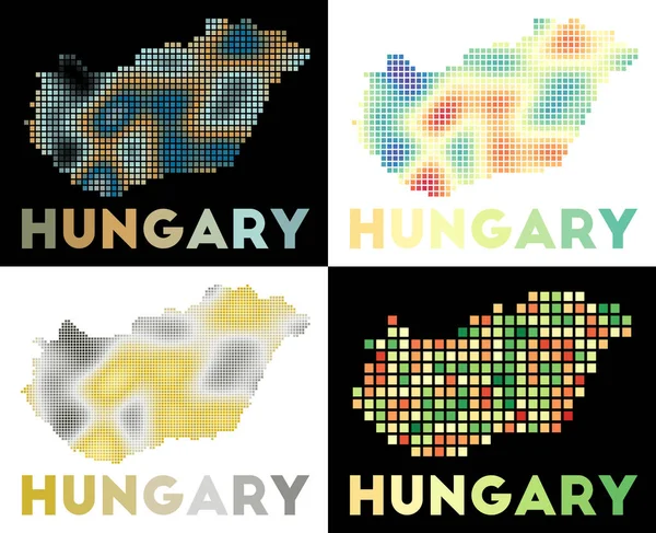 Hungary map Collection of map of Hungary in dotted style Borders of the country filled with