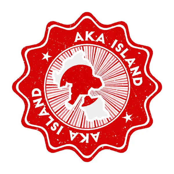 Aka Island ronda sello grunge con mapa de la isla y bandera del país Vintage insignia con texto circular y — Vector de stock