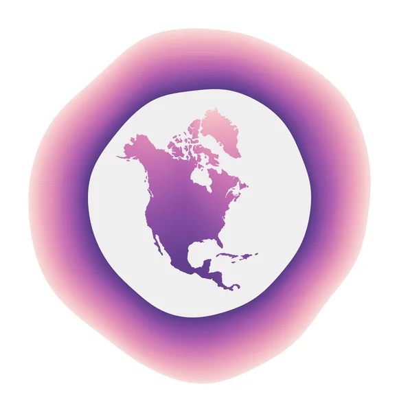 Kuzey Amerika kıtasının renkli gradyan logosu Mor Kırmızı Kuzey Amerika yuvarlak işareti — Stok Vektör