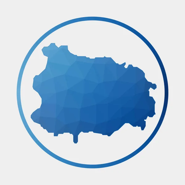 Ischia ikona Polygonální mapa ostrova ve svahu kruhový objezd nízko poly Ischia znak Vektor — Stockový vektor