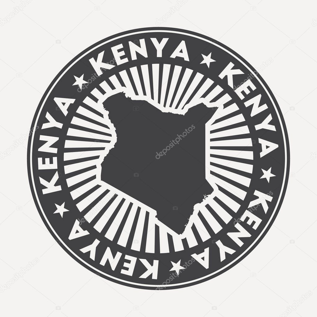Kenya round logo. Vintage travel badge with the circular name and map of country, vector illustration. Can be used as insignia, logotype, label, sticker or badge of the Kenya.