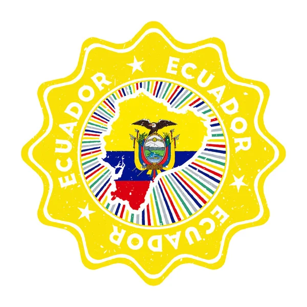 Ecuador ronda sello grunge con mapa de país y bandera de país Vintage insignia con texto circular y — Vector de stock