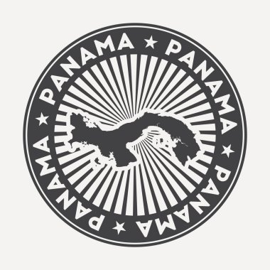 Panama yuvarlak logosu Dairesel adı ve ülke vektörünün haritası olan Vintage seyahat kartı