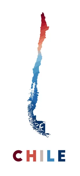 Mapa de Chile Mapa del país con hermosas olas geométricas en colores azules rojos Forma viva de Chile — Vector de stock