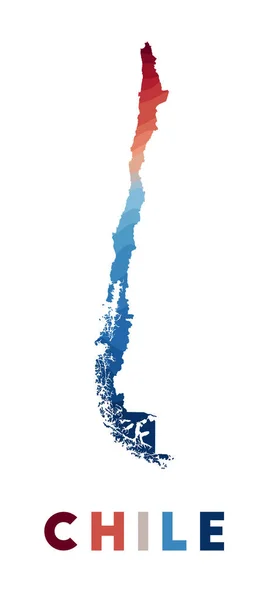 Chile Landkarte des Landes mit schönen geometrischen Wellen in rotblauen Farben Lebendige Chile-Form — Stockvektor