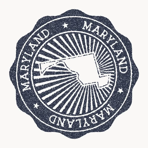 Maryland stämpel Resa gummi stämpel med namn och karta över oss tillstånd vektor illustration Kan vara — Stock vektor
