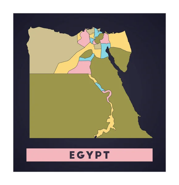 Egypt mapa Země plakát s regiony Tvar Egypta s názvem země Umělecký vektor — Stockový vektor