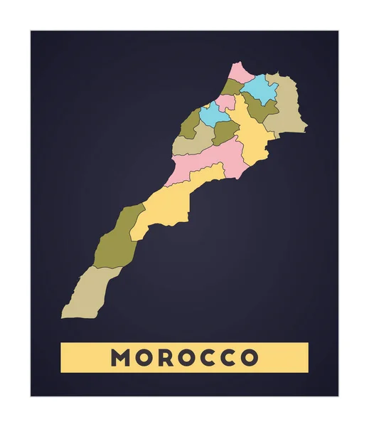 Mapa Maroka Plakat kraju z regionami Kształt Maroka z nazwą kraju Znakomity wektor — Wektor stockowy
