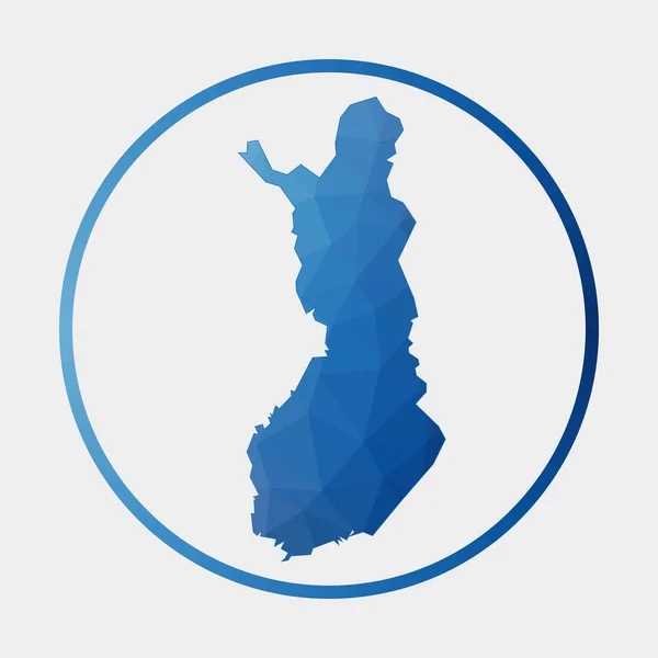 Ikona Finska Polygonální mapa země ve gradientním kruhu Kulatý nízký poly Finsko znak Vektor — Stockový vektor