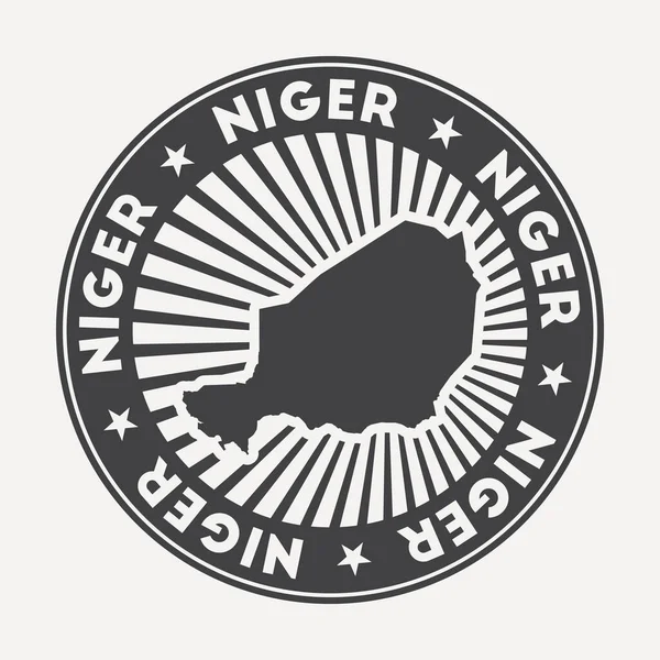 Niger logo rotondo Vintage distintivo di viaggio con il nome circolare e la mappa del vettore paese — Vettoriale Stock