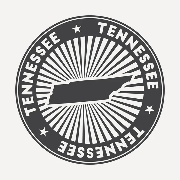 Tennessee round logo Vintage travel badge med cirkulär namn och karta över oss tillstånd vektor — Stock vektor