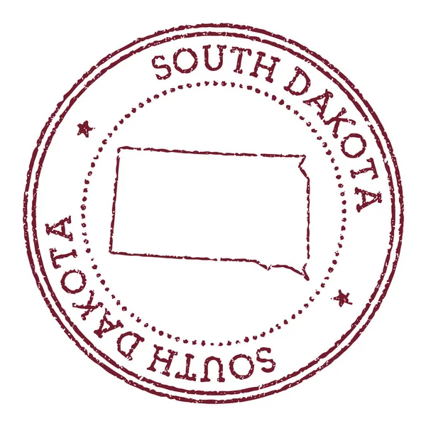 Güney Dakota yuvarlak kauçuk damgası ile biz eyalet haritası dairesel metin ile klasik kırmızı pasaport damgası ve — Stok Vektör