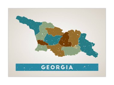 Gürcistan Harita Ülke posterinde bölge adı ile Gürcistan 'ın eski grunge doku şekli yer alıyor
