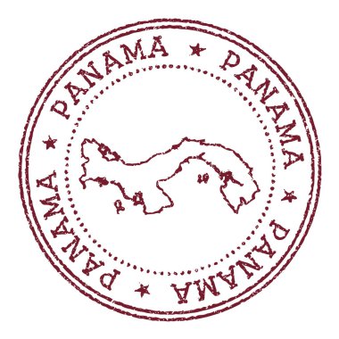 Ülke haritalı Panama yuvarlak kauçuk damgası dairesel metin ve yıldızlı klasik kırmızı pasaport damgası