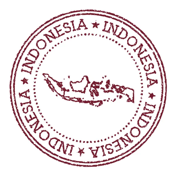 Indonésia carimbo de borracha redonda com mapa do país Carimbo de passaporte vermelho vintage com texto circular e —  Vetores de Stock