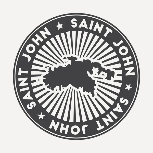 Logo rond Saint John Insigne de voyage vintage avec le nom circulaire et la carte du vecteur insulaire — Image vectorielle