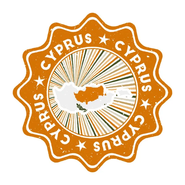 Κυπριακή στρογγυλή grunge σφραγίδα με χάρτη της χώρας και σημαία της χώρας Vintage σήμα με κυκλικό κείμενο και — Διανυσματικό Αρχείο