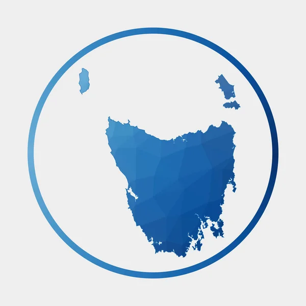 Icono de Tasmania Mapa poligonal de la isla en anillo de degradado Redondo poli bajo Signo de Tasmania Vector — Vector de stock