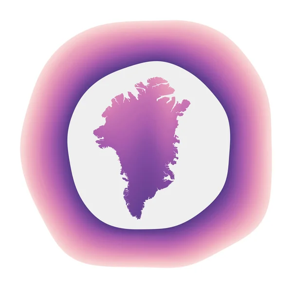 Groenlandia icono Colorido logo degradado del país Rojo púrpura Groenlandia signo redondeado con mapa — Vector de stock