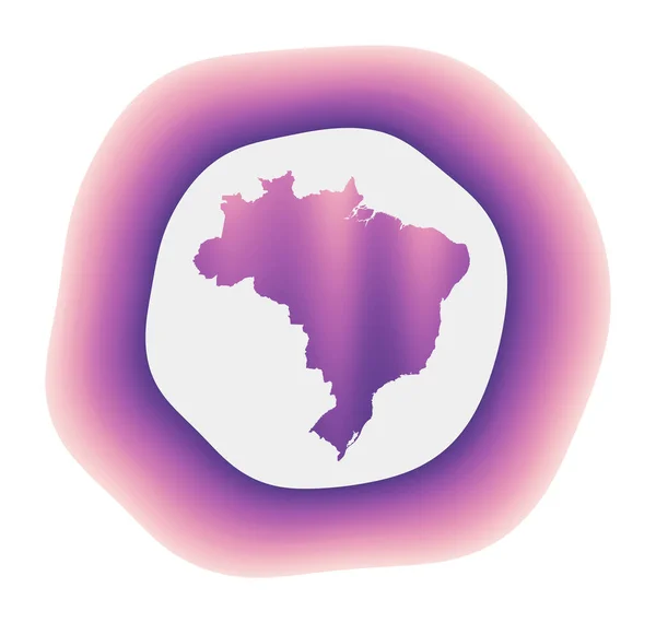 Brazylia ikona Kolorowe logo gradientu kraju Fioletowy czerwony Brazylia zaokrąglony znak z mapą dla Twojego — Wektor stockowy