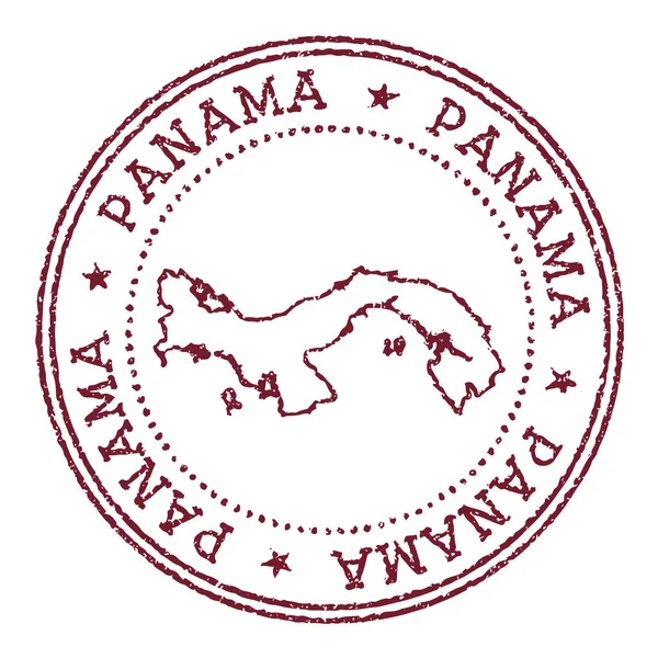Sello de caucho redondo Panamá con mapa de país Sello de pasaporte rojo vintage con texto circular y estrellas — Vector de stock