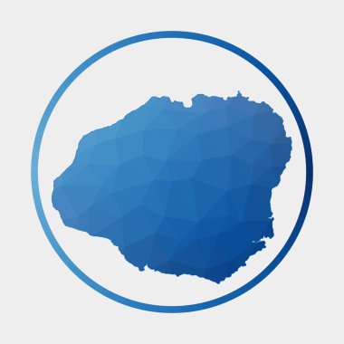Kauai simgesi, adanın gradyan halka içindeki Çokgen haritası Yuvarlak düşük poli Kauai işareti Vektör