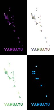 Vanuatu harita Koleksiyonu Vanuatu 'nun noktalı stil Kenarlıkları ile dolu