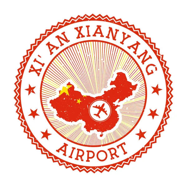 Xian Xianyang σφραγίδα του αεροδρομίου λογότυπο του αεροδρομίου διανυσματική απεικόνιση Xianyang αεροδρόμιο με σημαία χώρας — Διανυσματικό Αρχείο