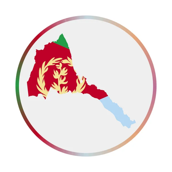 Ícone da Eritreia Forma do país com bandeira da Eritreia Sinal redondo com anel gradiente de cores da bandeira —  Vetores de Stock