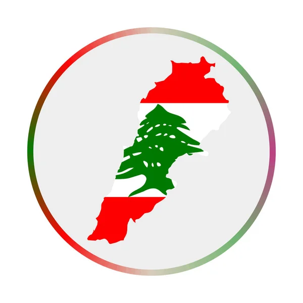 Lebanon icon Shape of the country with Lebanon flag Round sign with flag colors gradient ring — Stock Vector