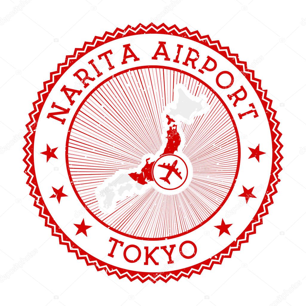 Narita Airport Tokyo stamp Airport logo vector illustration Tokyo aeroport with country flag